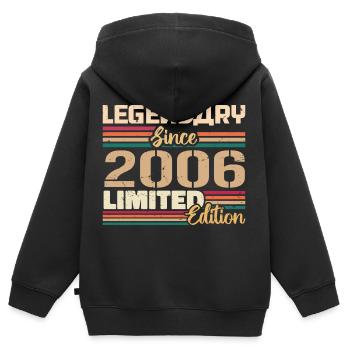Millésime 2006 2006 Anniversaire Né en 2006 - Sweat Premium à capuche zippé enfant bio - noir - Dos - AI Model Kid Male (0cm)