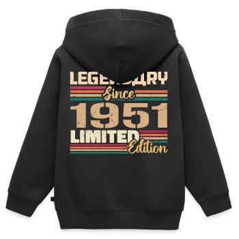1951 Millésime 1951 Anniversaire Né En 1951 - Sweat Premium à capuche zippé enfant bio - noir - Dos - AI Model Kid Male (0cm)