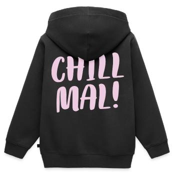 Cooles Lässiges Faulenzer Faultpelz Chill Mal - Kinder Premium Organic Zip Hoodie - Schwarz - Hinten - AI Model Kid Male (0cm)