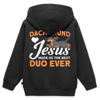 Dackel Dackel Dackel Mama Dackel Haustier - Kinder Premium Organic Zip Hoodie - Schwarz - Hinten - AI Model Kid Male (0cm)