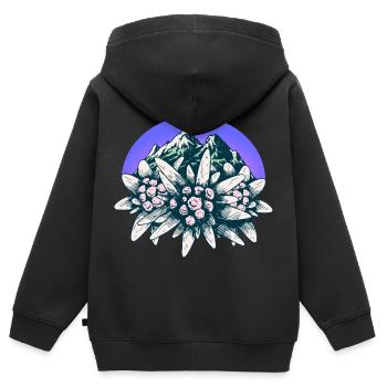 Alps, Allgäu, Tyrol, Edelweiss, Flower, Mountains, Mountain - Kids Premium Organic Zip-up Hoodie - black - Back - AI Model Kid Male (0cm)