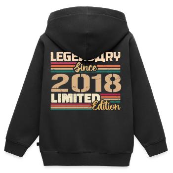 Millésime 2018 Anniversaire 2018 Né en 2018 - Sweat Premium à capuche zippé enfant bio - noir - Dos - AI Model Kid Male (0cm)