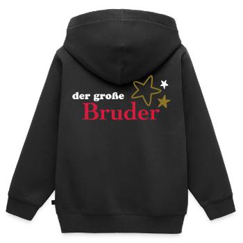 Der große Bruder - Kinder Premium Organic Zip Hoodie - Schwarz - Hinten - AI Model Kid Male (0cm)