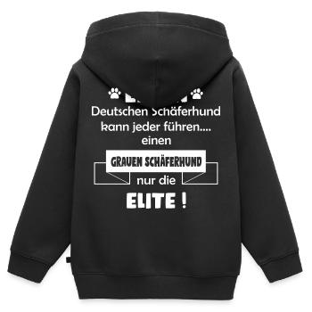 Grauer Schäferhund Shirt - Grauer Schäferhund - Kinder Premium Organic Zip Hoodie - Schwarz - Hinten - AI Model Kid Male (0cm)