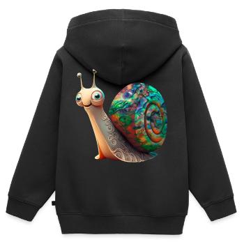 Opal Snail - Opal Schnecke Schneckenhaus - Kinder Premium Organic Zip Hoodie - Schwarz - Hinten - AI Model Kid Male (0cm)