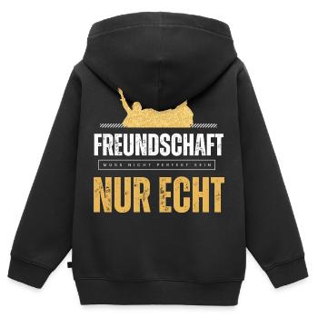 Beste Freunde FREUND Kumpel Kumpels - Kinder Premium Organic Zip Hoodie - Schwarz - Hinten - AI Model Kid Male (0cm)