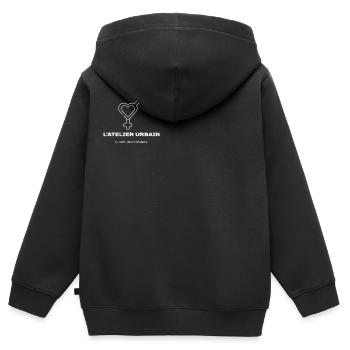 Die urbane Werkstatt - Kinder Premium Organic Zip Hoodie - Schwarz - Hinten - AI Model Kid Male (0cm)