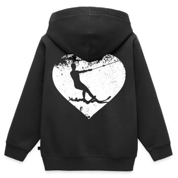 Wasserskier Wasserski Wasserskifahrer - Kinder Premium Organic Zip Hoodie - Schwarz - Hinten - AI Model Kid Male (0cm)