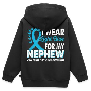 Tragen Sie Hellblau Für Den Monat Des Bewusstseins - Kinder Premium Organic Zip Hoodie - Schwarz - Hinten - AI Model Kid Male (0cm)