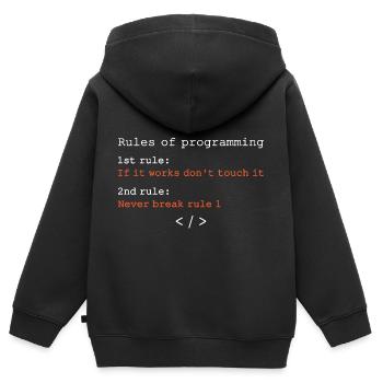 Regeln der Programmierung - Kinder Premium Organic Zip Hoodie - Schwarz - Hinten - AI Model Kid Male (0cm)