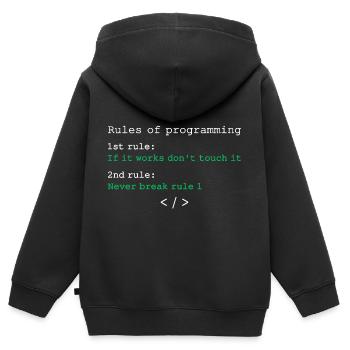 Règles de programmation - Sweat Premium à capuche zippé enfant bio - noir - Dos - AI Model Kid Male (0cm)