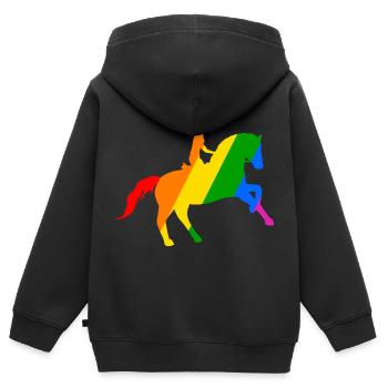 Reitsport: Freiheit im Sattel - Kinder Premium Organic Zip Hoodie - Schwarz - Hinten - AI Model Kid Male (0cm)