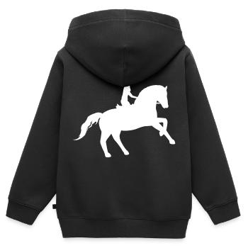 L’élégance équestre - Sweat Premium à capuche zippé enfant bio - noir - Dos - AI Model Kid Male (0cm)