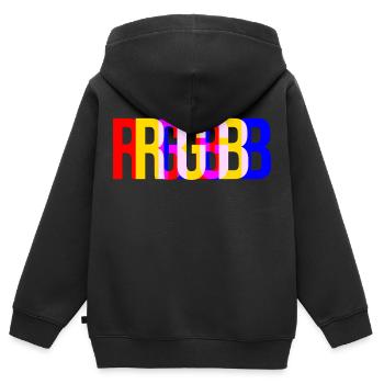 Espace colorimétrique RVB - Sweat Premium à capuche zippé enfant bio - noir - Dos - AI Model Kid Male (0cm)