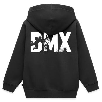 BMX Fahrrad - Kinder Premium Organic Zip Hoodie - Schwarz - Hinten - AI Model Kid Male (0cm)