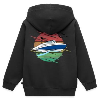 Motorboot fahren - Kinder Premium Organic Zip Hoodie - Schwarz - Hinten - AI Model Kid Male (0cm)