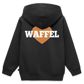 Waffel Love Herz - Kinder Premium Organic Zip Hoodie - Schwarz - Hinten - AI Model Kid Male (0cm)