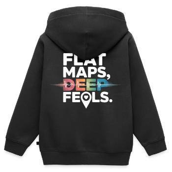 Flache Karten Deep Feels Geografie Kartografie - Kinder Premium Organic Zip Hoodie - Schwarz - Hinten - AI Model Kid Male (0cm)