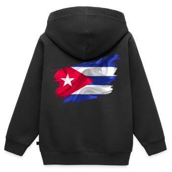 Cuba Drapeau Cuba pays - Sweat Premium à capuche zippé enfant bio - noir - Dos - AI Model Kid Male (0cm)
