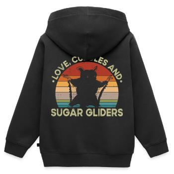 Love Cuddles Sugar Gliders Propriétaires de Sugar Gliders - Sweat Premium à capuche zippé enfant bio - noir - Dos - AI Model Kid Male (0cm)