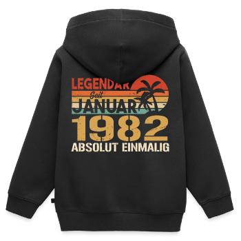 Geburtstagsgeschenk geboren im Januar 1982 - Kinder Premium Organic Zip Hoodie - Schwarz - Hinten - AI Model Kid Male (0cm)