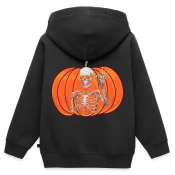 Kürbis Oktober Geist Spuk Halloween Skelett - Kinder Premium Organic Zip Hoodie - Schwarz - Hinten - AI Model Kid Male (0cm)