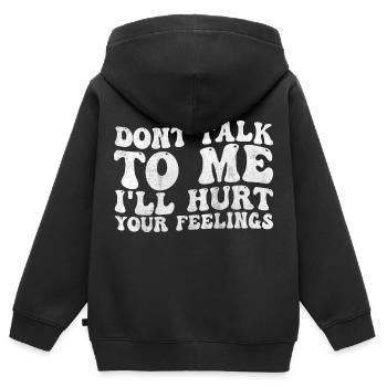Sprich nicht schlecht mit mir, verletze deine Gefühle - Kinder Premium Organic Zip Hoodie - Schwarz - Hinten - AI Model Kid Male (0cm)