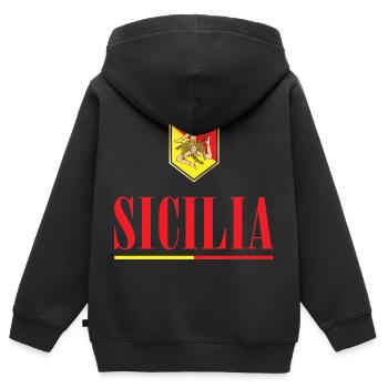 Sizilien Abzeichen - Kinder Premium Organic Zip Hoodie - Schwarz - Hinten - AI Model Kid Male (0cm)