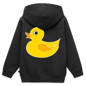 Canard Canard Grinchet Quak - Sweat Premium à capuche zippé enfant bio - noir - Dos - AI Model Kid Male (0cm)