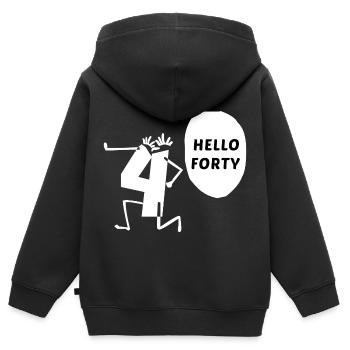 Hallo vierzig Hallo 40 Jahre Jubiläum - Kinder Premium Organic Zip Hoodie - Schwarz - Hinten - AI Model Kid Male (0cm)