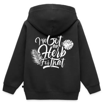 J’ai des herbes pour recueillir des épices de l’herbe - Sweat Premium à capuche zippé enfant bio - noir - Dos - AI Model Kid Male (0cm)