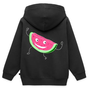 Melon Melon Pastèque - Sweat Premium à capuche zippé enfant bio - noir - Dos - AI Model Kid Male (0cm)
