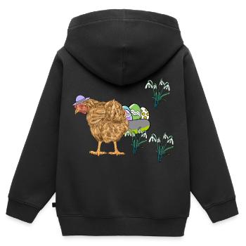 Huhn Federvieh Eier Nest Ostereier Ostern - Kinder Premium Organic Zip Hoodie - Schwarz - Hinten - AI Model Kid Male (0cm)