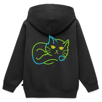 Vintage Katze Retro Stubentiger müde - Kinder Premium Organic Zip Hoodie - Schwarz - Hinten - AI Model Kid Male (0cm)