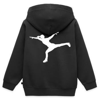 Pose dynamique sur les coureurs - Sweat Premium à capuche zippé enfant bio - noir - Dos - AI Model Kid Male (0cm)