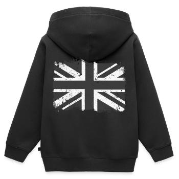 Union Jack Black White Vintage - Kinder Premium Organic Zip Hoodie - Schwarz - Hinten - AI Model Kid Male (0cm)