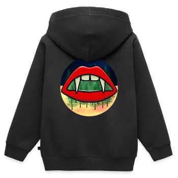 Montagnes des Carpates, Roumanie, Caucase, Suceurs de sang, Sang - Sweat Premium à capuche zippé enfant bio - noir - Dos - AI Model Kid Male (0cm)
