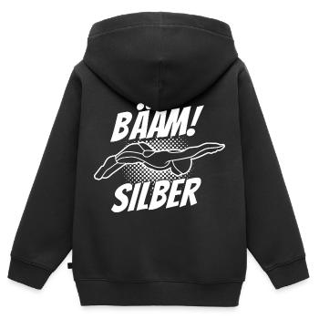 Silber Schwimmer Prüfung Silber Schwimmabzeichen - Kinder Premium Organic Zip Hoodie - Schwarz - Hinten - AI Model Kid Male (0cm)