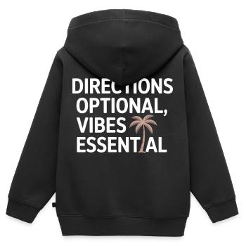Itinéraire Optionnel Vibes Essentiel GIS Voyage - Sweat Premium à capuche zippé enfant bio - noir - Dos - AI Model Kid Male (0cm)