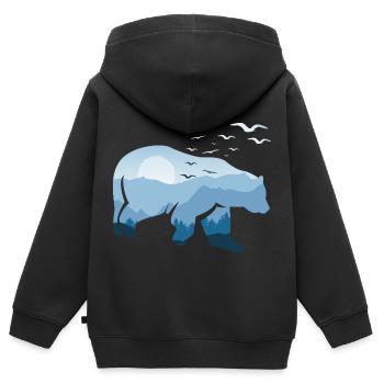 Ours Nature Nature - Sweat Premium à capuche zippé enfant bio - noir - Dos - AI Model Kid Male (0cm)