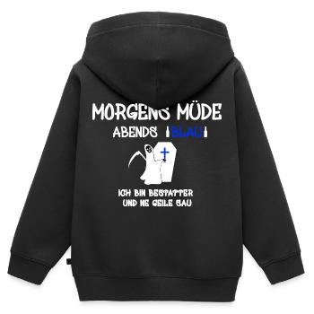 Bestatter Totengräber Leichenbestatter Bestattung - Kinder Premium Organic Zip Hoodie - Schwarz - Hinten - AI Model Kid Male (0cm)