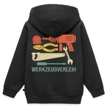 Werkzeugverleih Werkzeug Hammer Handwerker Vintage - Kinder Premium Organic Zip Hoodie - Schwarz - Hinten - AI Model Kid Male (0cm)