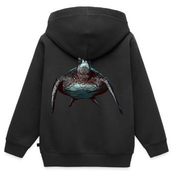 Tortue motif animal animal motif animal - Sweat Premium à capuche zippé enfant bio - noir - Dos - AI Model Kid Male (0cm)