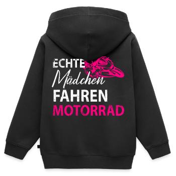 Motorrad Bikerin Motorradfahrerin Damen - Kinder Premium Organic Zip Hoodie - Schwarz - Hinten - AI Model Kid Male (0cm)