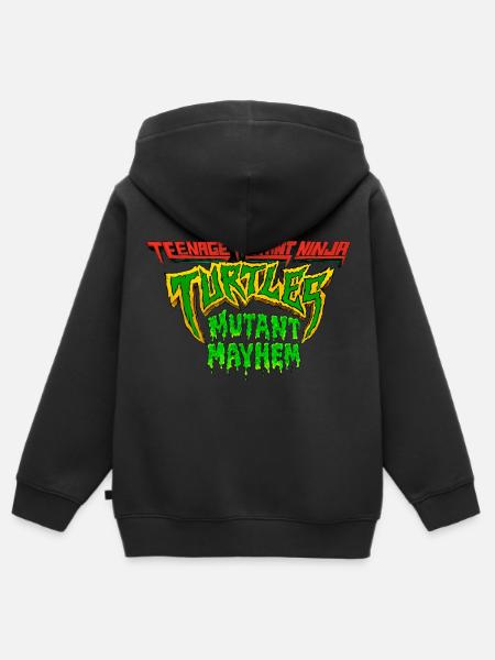 TMNT Mutant Mayhem Logo In Slimy Writing - Kids Premium Organic Zip-up Hoodie - black