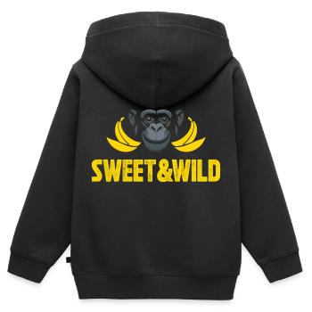Doux et sauvage - Sweat Premium à capuche zippé enfant bio - noir - Dos - AI Model Kid Male (0cm)