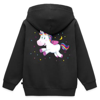 Einhorn kleines süsses Unicorn Geschenk - Kinder Premium Organic Zip Hoodie - Schwarz - Hinten - AI Model Kid Male (0cm)