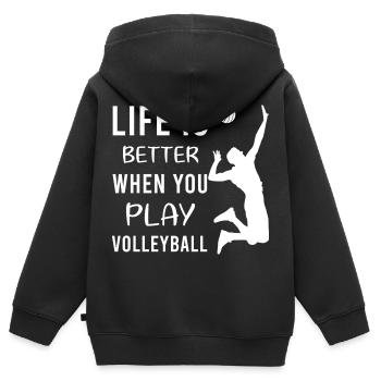 Volleyball Volleyballer Beach Volleyball Spieler - Kinder Premium Organic Zip Hoodie - Schwarz - Hinten - AI Model Kid Male (0cm)