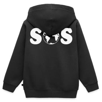 SOS – Jour du dépassement de la Terre / Changement climatique (W / SVG) - Sweat Premium à capuche zippé enfant bio - noir - Dos - AI Model Kid Male (0cm)