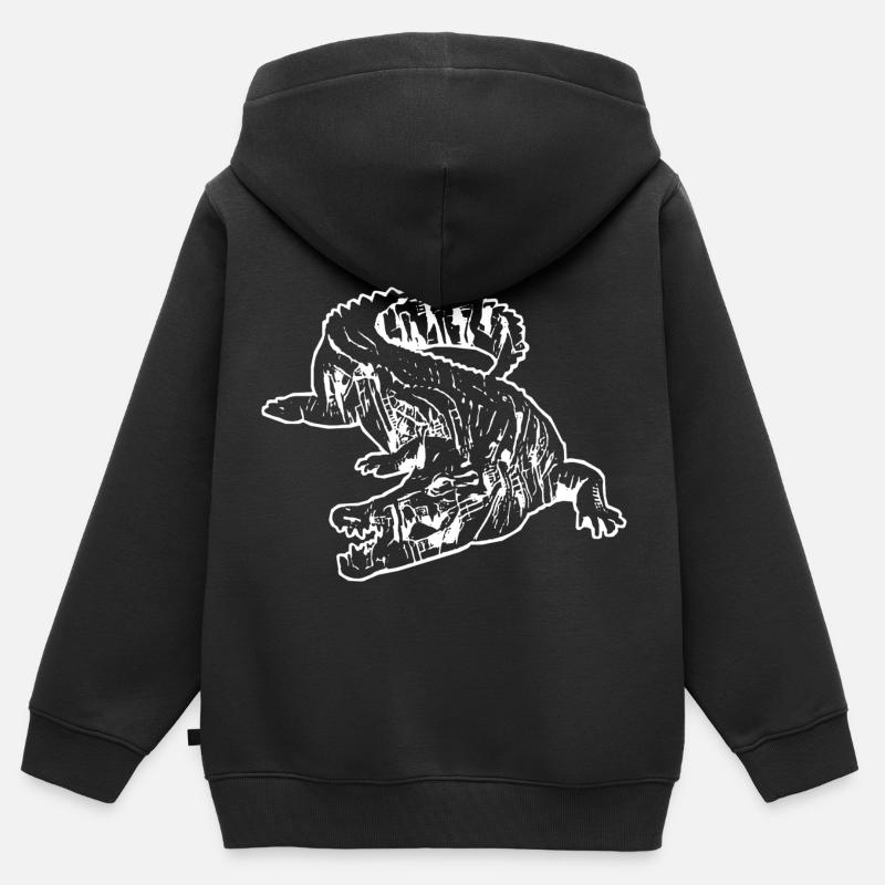 Crocodile - Sweat Premium à capuche zippé enfant bio - noir